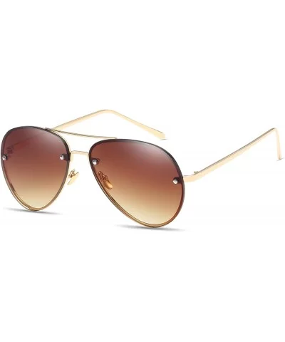 Aviator Full Color Mirror Metal Rimless Frame Sunglasses Clear Lens Fashion sunglasses - C6 - CQ18DTY8U6I $13.36 Aviator