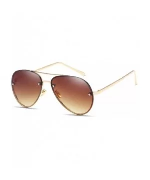 Aviator Full Color Mirror Metal Rimless Frame Sunglasses Clear Lens Fashion sunglasses - C6 - CQ18DTY8U6I $13.36 Aviator