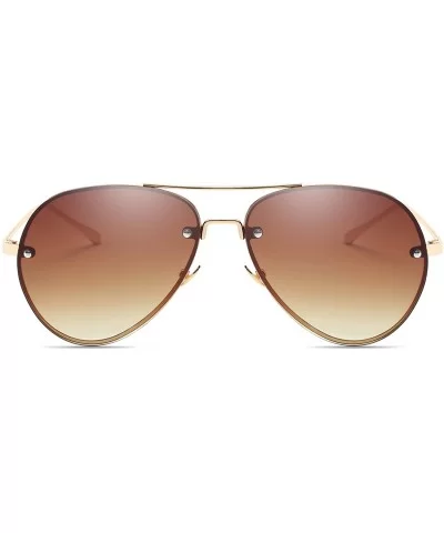 Aviator Full Color Mirror Metal Rimless Frame Sunglasses Clear Lens Fashion sunglasses - C6 - CQ18DTY8U6I $13.36 Aviator