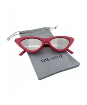 Women Clout Goggles Cat Eye Sunglasses Vintage Mod Style Retro Kurt Cobain Sunglasses - Red Frame Silver Lens - CY18CA90WAD $...