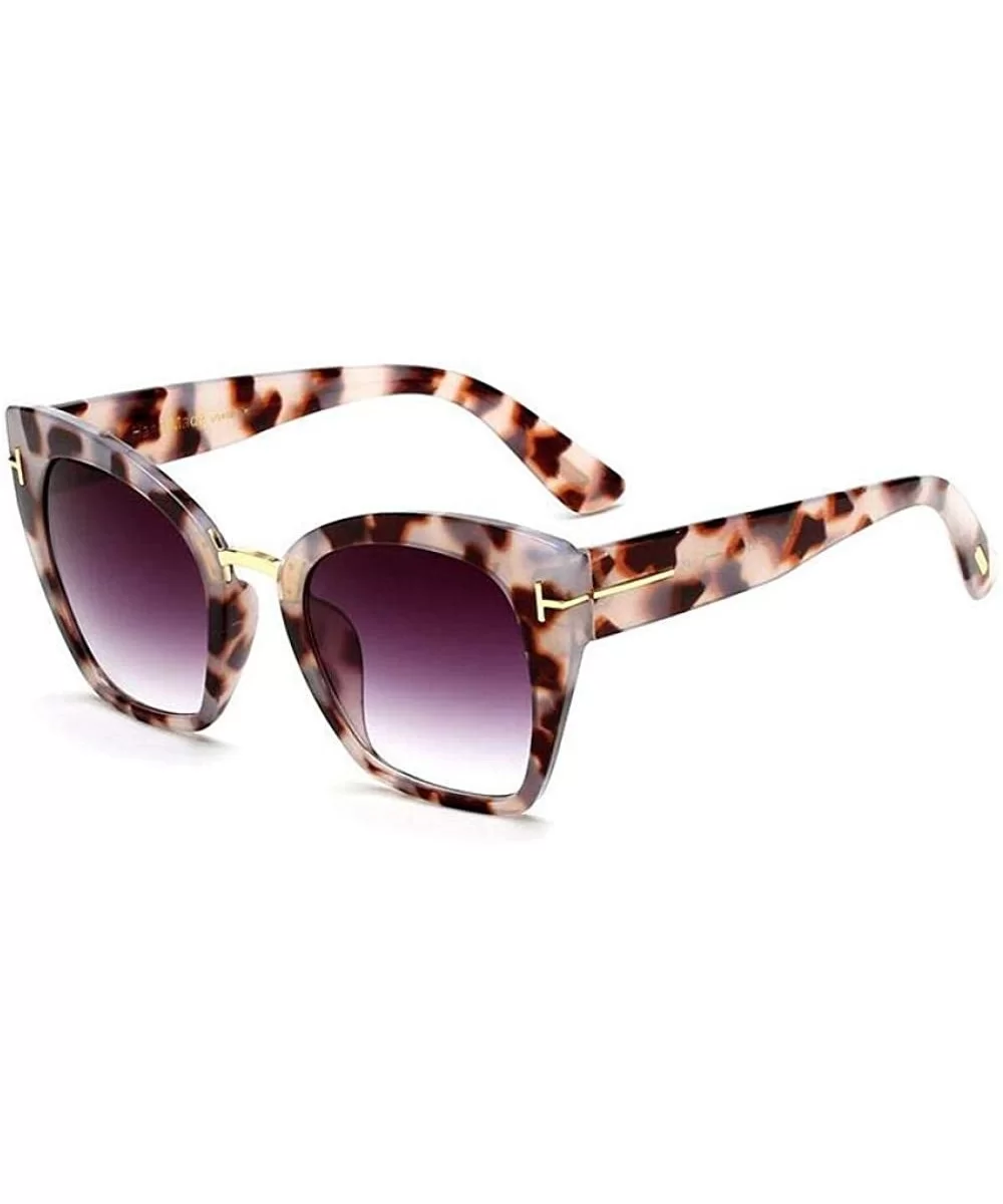 Lady Oversized Sunglasses For Women Cat Eye Brand Designer C1 Leopard Gray - C1 Leopard Gray - CW18YZWO9YX $6.48 Oversized