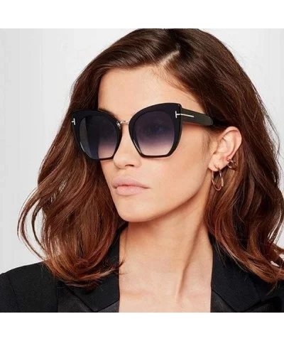 Lady Oversized Sunglasses For Women Cat Eye Brand Designer C1 Leopard Gray - C1 Leopard Gray - CW18YZWO9YX $6.48 Oversized