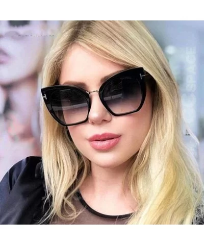 Lady Oversized Sunglasses For Women Cat Eye Brand Designer C1 Leopard Gray - C1 Leopard Gray - CW18YZWO9YX $6.48 Oversized