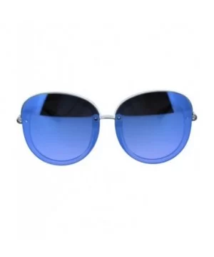 Womens Expose Lens Edge Panel Lens Round Luxury Butterfly Sunglasses - Clear Blue Mirror - C518QUQ0O23 $8.65 Oversized