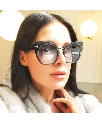 Lady Oversized Sunglasses For Women Cat Eye Brand Designer C1 Leopard Gray - C1 Leopard Gray - CW18YZWO9YX $6.48 Oversized