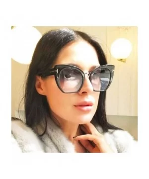 Lady Oversized Sunglasses For Women Cat Eye Brand Designer C1 Leopard Gray - C1 Leopard Gray - CW18YZWO9YX $6.48 Oversized