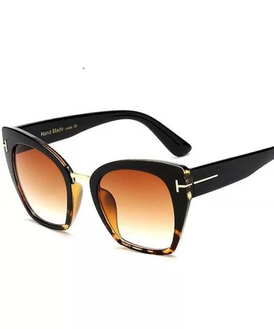 Lady Oversized Sunglasses For Women Cat Eye Brand Designer C1 Leopard Gray - C1 Leopard Gray - CW18YZWO9YX $6.48 Oversized