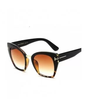 Lady Oversized Sunglasses For Women Cat Eye Brand Designer C1 Leopard Gray - C1 Leopard Gray - CW18YZWO9YX $6.48 Oversized