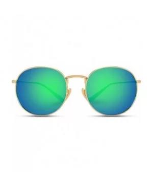 Reflective Lens Round Trendy Sunglasses - Gold Frame / Green Mirrored Lens - CH17Y4X5GDW $22.39 Oval