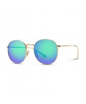 Reflective Lens Round Trendy Sunglasses - Gold Frame / Green Mirrored Lens - CH17Y4X5GDW $22.39 Oval