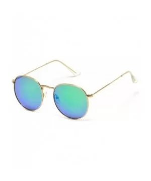 Reflective Lens Round Trendy Sunglasses - Gold Frame / Green Mirrored Lens - CH17Y4X5GDW $22.39 Oval