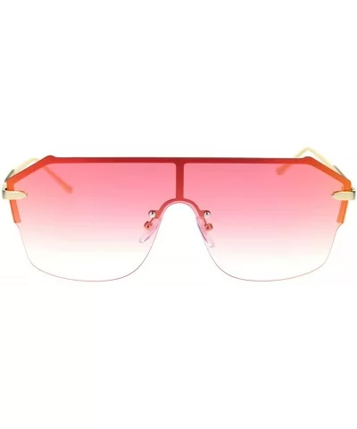 Robotic Rimless Shield Futuristic Luxury Hip Hop Sunglasses - Gold Fuchsia Mirror - CP18SCAC7RG $12.57 Rimless