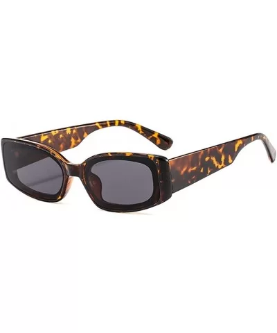 Small Rectangle Sunglasses Women Fashion Rectangular Thick Frame Glasses - Leopard - CC199GHDR2L $9.24 Rectangular