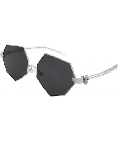 Vintage Style Angular Sunnies with Flat Lens 3136-FLRV - Silver - CB183CGZCR9 $9.05 Oversized