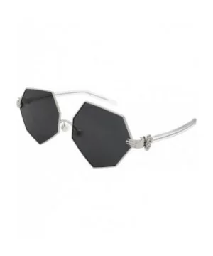 Vintage Style Angular Sunnies with Flat Lens 3136-FLRV - Silver - CB183CGZCR9 $9.05 Oversized