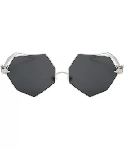 Vintage Style Angular Sunnies with Flat Lens 3136-FLRV - Silver - CB183CGZCR9 $9.05 Oversized