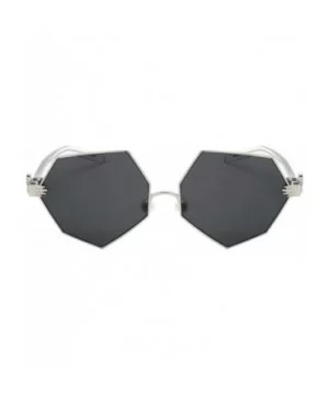 Vintage Style Angular Sunnies with Flat Lens 3136-FLRV - Silver - CB183CGZCR9 $9.05 Oversized