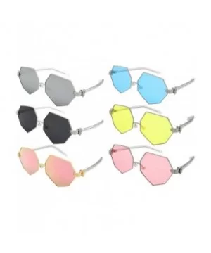 Vintage Style Angular Sunnies with Flat Lens 3136-FLRV - Silver - CB183CGZCR9 $9.05 Oversized