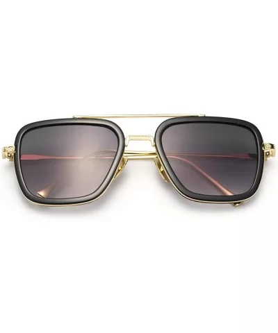 Square Sunglasses Aviator Downey - Gold Frame Grey Lens - C6199C8U9UA $26.92 Aviator