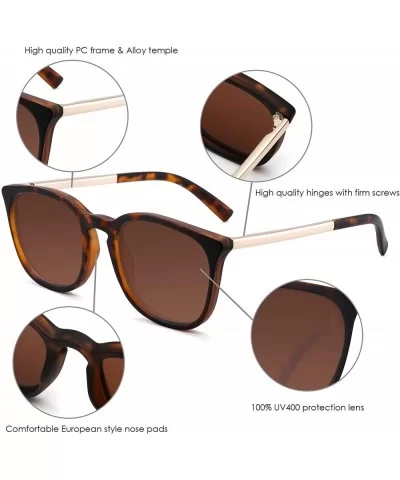 Polarized Sunglasses for Women Men Retro square lens uv400 protection - Tortoise/Brown - CV18A32EK6T $11.89 Square