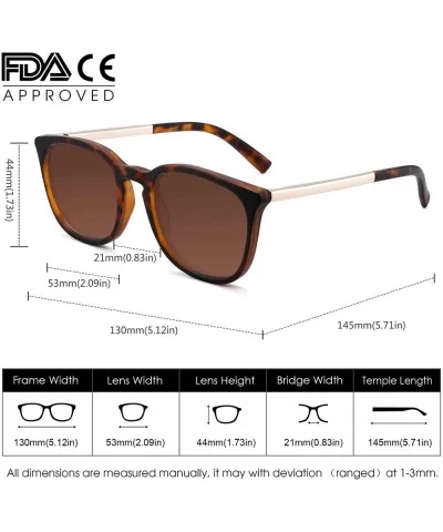 Polarized Sunglasses for Women Men Retro square lens uv400 protection - Tortoise/Brown - CV18A32EK6T $11.89 Square