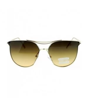 Womens Exposed Flat Panel Lens Retro Metal Horn Rim Sunglasses - Gold Brown Smoke - CO12MXOLFDW $11.64 Butterfly