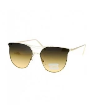 Womens Exposed Flat Panel Lens Retro Metal Horn Rim Sunglasses - Gold Brown Smoke - CO12MXOLFDW $11.64 Butterfly