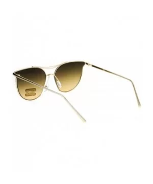 Womens Exposed Flat Panel Lens Retro Metal Horn Rim Sunglasses - Gold Brown Smoke - CO12MXOLFDW $11.64 Butterfly