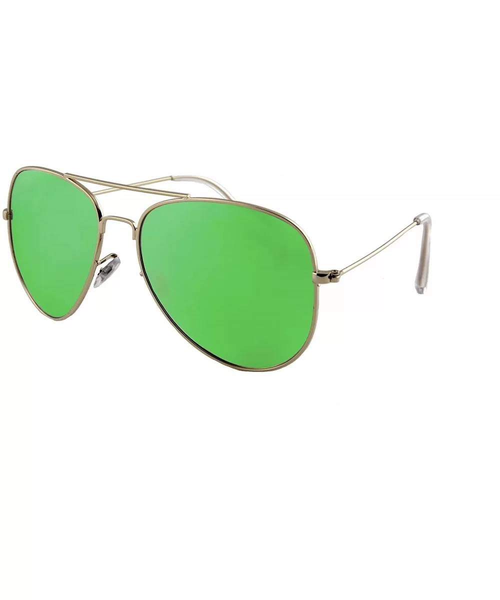 Unisex Sunglasses Polarized UV400 Double Bridge Classic Aviator Lens - Silver Metal Frame / Mirror Green Lens - CD18H3KXC4N $...