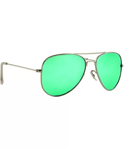 Unisex Sunglasses Polarized UV400 Double Bridge Classic Aviator Lens - Silver Metal Frame / Mirror Green Lens - CD18H3KXC4N $...