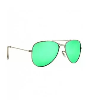 Unisex Sunglasses Polarized UV400 Double Bridge Classic Aviator Lens - Silver Metal Frame / Mirror Green Lens - CD18H3KXC4N $...