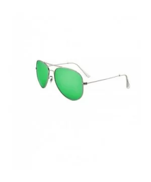 Unisex Sunglasses Polarized UV400 Double Bridge Classic Aviator Lens - Silver Metal Frame / Mirror Green Lens - CD18H3KXC4N $...