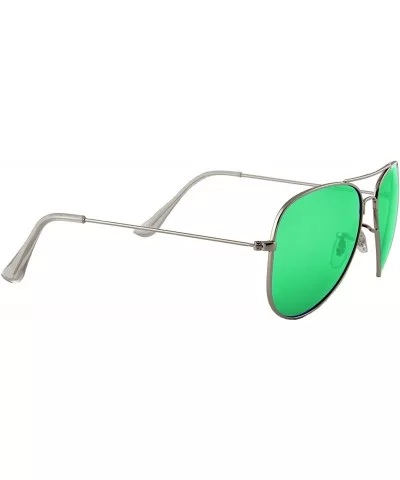 Unisex Sunglasses Polarized UV400 Double Bridge Classic Aviator Lens - Silver Metal Frame / Mirror Green Lens - CD18H3KXC4N $...