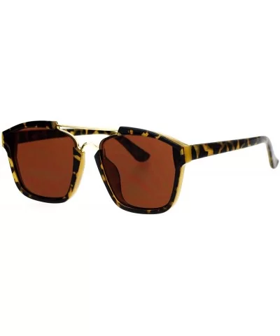 Unisex Designer Fashion Sunglasses Hipster Square Frame Flat Lens UV 400 - Tortoise - C7188K8DEY0 $8.20 Square