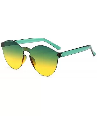 Unisex Fashion Candy Colors Round Outdoor Sunglasses Sunglasses - Green Yellow - CE190R0H4LM $12.25 Round