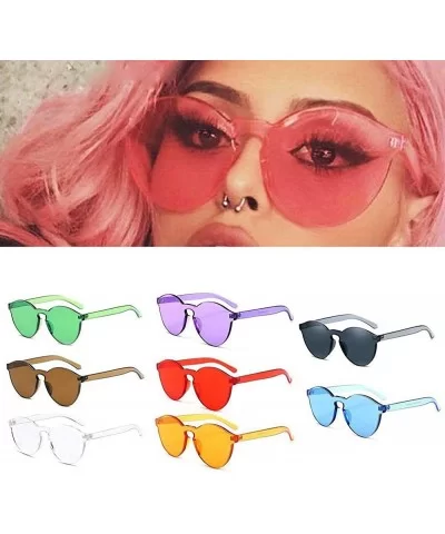 Women Men Fashion Clear Retro Polarized Sport Sunglasses Outdoor Frameless Eyewear Glasses - Clear -B - C618OLCEICC $5.58 Round