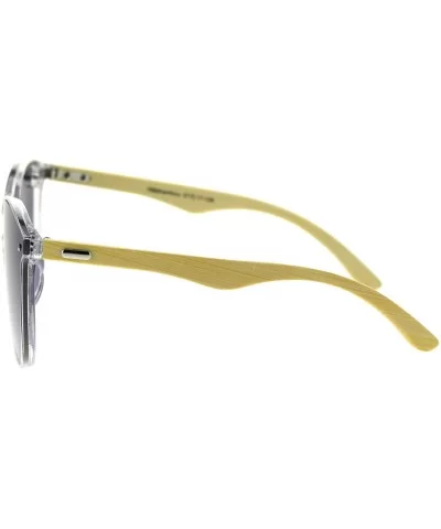 Womens Bamboo Wood Arm Shield Panel Horn Sunglasses - Clear Smoke - C518TCKNX8H $7.99 Shield