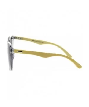 Womens Bamboo Wood Arm Shield Panel Horn Sunglasses - Clear Smoke - C518TCKNX8H $7.99 Shield