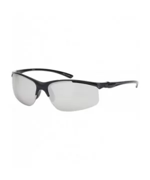 Sleek Semi Rimless Sports Sunglasses w/Color Mirror Lens 570082MT-REV - Black - C212GFHB9KD $8.63 Rimless