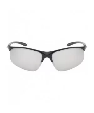 Sleek Semi Rimless Sports Sunglasses w/Color Mirror Lens 570082MT-REV - Black - C212GFHB9KD $8.63 Rimless