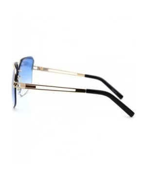 Womens Luxury Mobster Half Rim Exposed Lens Sunglasses - Gold Gradient Blue - CL18WXTWRKQ $13.04 Rectangular