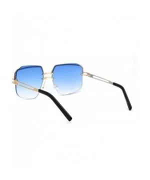 Womens Luxury Mobster Half Rim Exposed Lens Sunglasses - Gold Gradient Blue - CL18WXTWRKQ $13.04 Rectangular