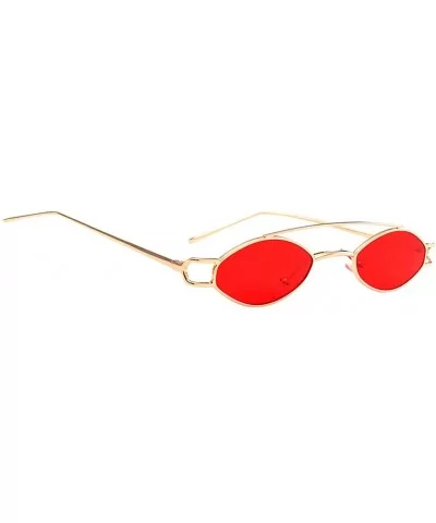 Vintage Womens Mens Metal Oval Sunglasses Glasses Shades Eyewear - Gold Frame Light Red - CH18T09YOCG $19.24 Oval