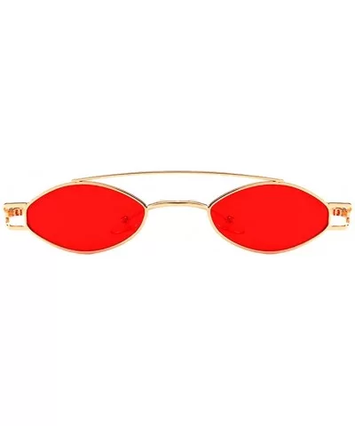 Vintage Womens Mens Metal Oval Sunglasses Glasses Shades Eyewear - Gold Frame Light Red - CH18T09YOCG $19.24 Oval