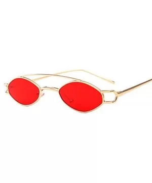 Vintage Womens Mens Metal Oval Sunglasses Glasses Shades Eyewear - Gold Frame Light Red - CH18T09YOCG $19.24 Oval