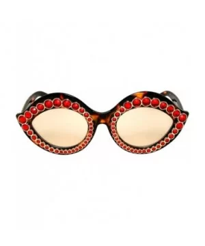 Fashion Oversized Square Cateye Rhinestone Women Sunglasses - Plastic-tortoise+gold Frame/Light Orange Lens - CB189K8RM2C $8....