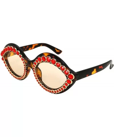 Fashion Oversized Square Cateye Rhinestone Women Sunglasses - Plastic-tortoise+gold Frame/Light Orange Lens - CB189K8RM2C $8....