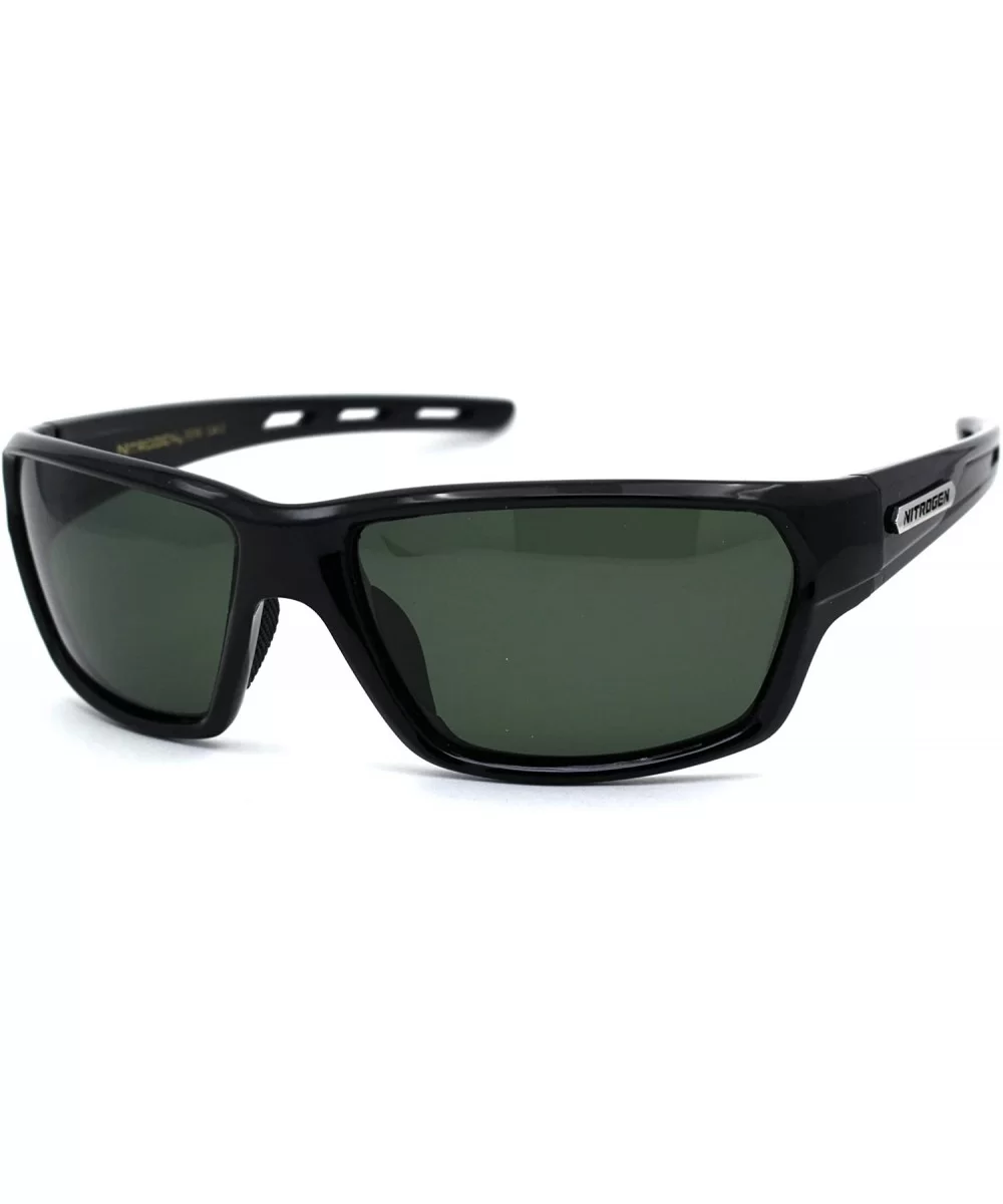 Polarized 90s Sport Warp Rectangle Light Weight Plastic Sunglasses - Black Green - C7195ECZLLT $10.18 Sport