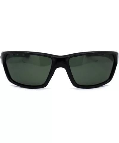 Polarized 90s Sport Warp Rectangle Light Weight Plastic Sunglasses - Black Green - C7195ECZLLT $10.18 Sport