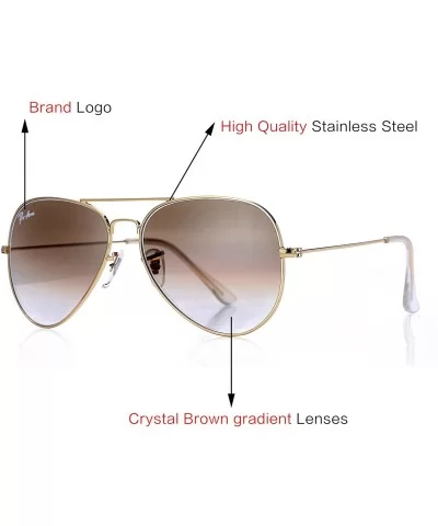 Aviator Crystal Lens Large Metal Sunglasses - Gold Frame/Crystal Brown Gradient Lens - CF12O11ZQIK $16.50 Aviator